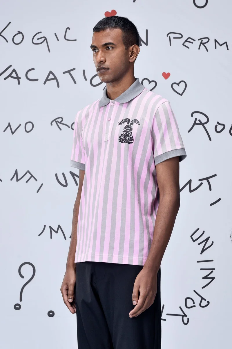 جينات ليكوانت هيمانت بولو قطن بيكيه رمادي وردي