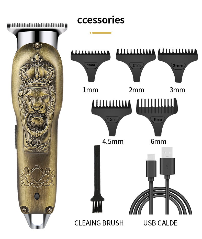 Metal Retro Oil-Head Electric Clipper Hair Salon Carving Gradient Electric Clipper Hair Clipper Home Hair Clipper Charging - Image 1