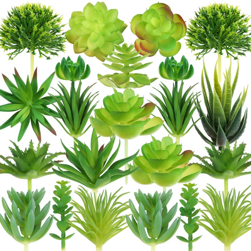 QUOZUO 22pcs Artificial Succulents Realistic Mini Succulent Plants Green Succulents Small Plants for DIY Crafting Garden Home Arrangement Office Decorations Unpotted