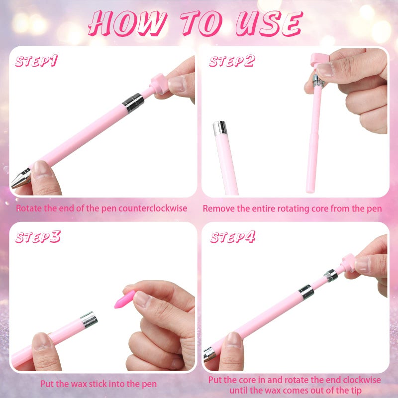 Jutom 2 Pack Diamond Painting Pens with 40 Replacement Wax Pink Wax Diamond Art Accessory with Protective Case Art Pen Tool for Nail DIY Painting Craft Gem(Solid) - Image 3