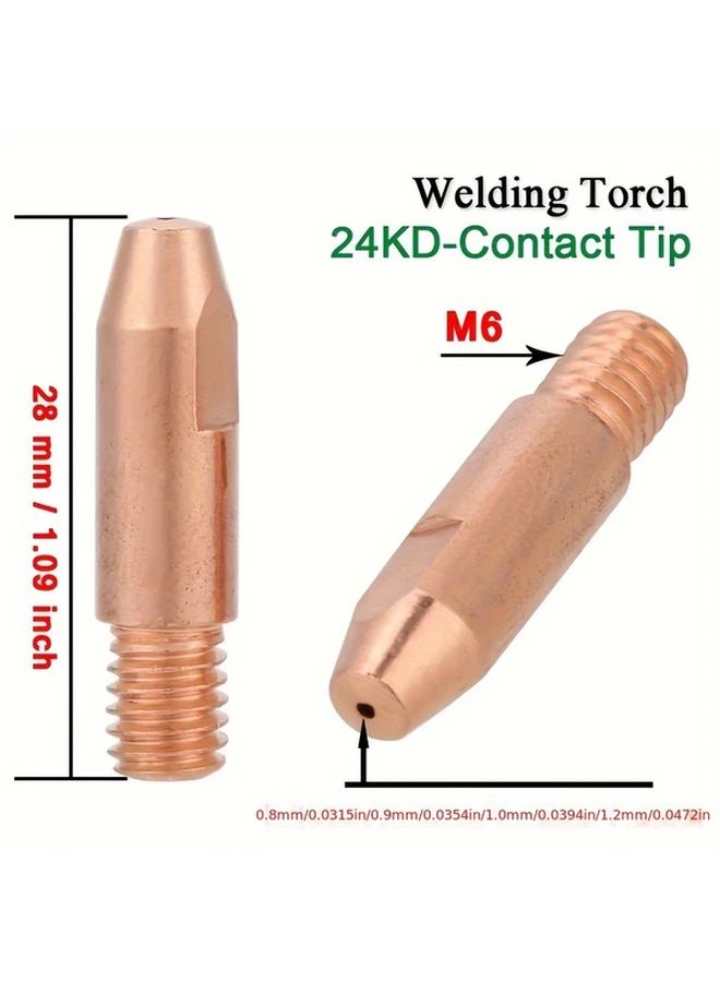 2Pcs 1 0mm M6 28mm Copper Welding Nozzle Contact Tips For 24KD MIG MAG Torch - Image 2