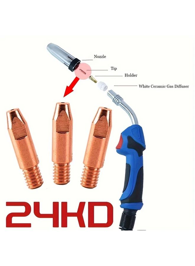 2Pcs 1 0mm M6 28mm Copper Welding Nozzle Contact Tips For 24KD MIG MAG Torch - Image 1