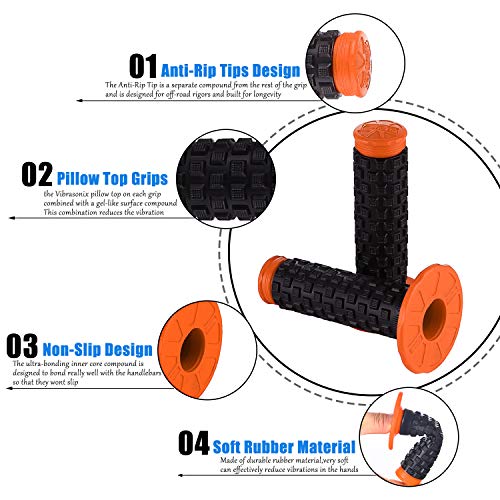 APPYU Motorcycle Grips 7/8" Dirt Bike Pillow Top Grips Rubber Anti-Slip Universal Handlebar Racing Grip Compatible with Motocross SX125 SX250 EXC125 XC300 XC150 XCF350 XCF450 XCW125 XCW300 TC85 TC125 - Image 4