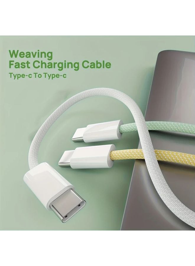 ٣ قطع كابل شاحن سريع من USB-C إلى USB-C أخضر ٦ أقدام ٦٠ واط لآيفون ١٦ برو وماك بوك وسامسونج - Image 2