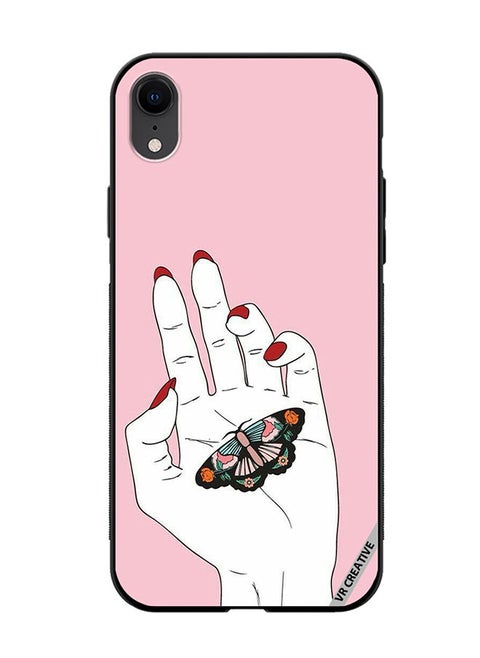 Protective Case Cover For Apple iPhone XR Butterfly Siting In Hand Design Multicolour