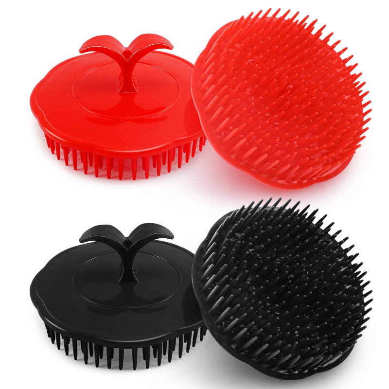 NICEMOVIC Scalp Scrubber Shampoo Brush 4 Pack, Scalp Massager for Hair Growth & Dandruff, Head Hair Scrubber for Shower & Dry Use, Massage Tool for Men Women Kids (2 Black + 2 Red) - Image 1