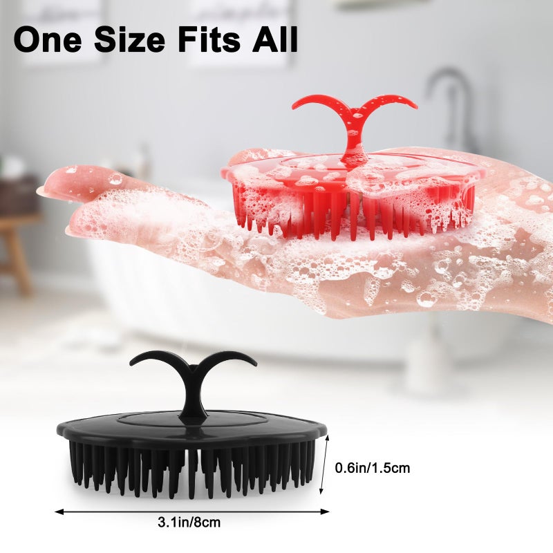 NICEMOVIC Scalp Scrubber Shampoo Brush 4 Pack, Scalp Massager for Hair Growth & Dandruff, Head Hair Scrubber for Shower & Dry Use, Massage Tool for Men Women Kids (2 Black + 2 Red) - Image 3