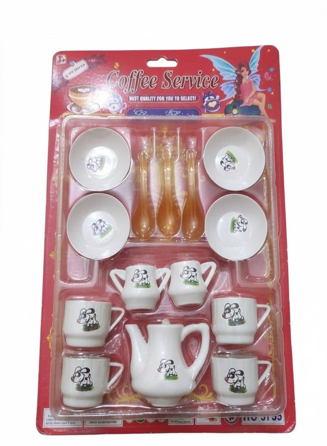 INDIAN FUN ZONE Kids Coffee Service Play Set - Pack of 2 | Mini Tea & Coffee Toy Set with Cups, Plates, Spoons & Kettle | Pretend Play Tableware Set for Boys & Girls Age 3+ - Image 2