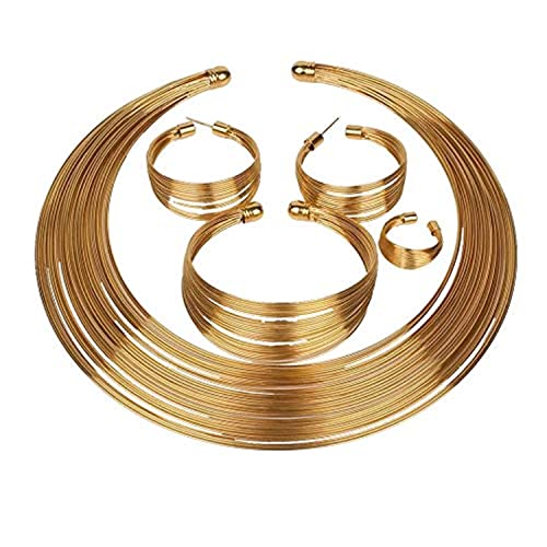 YouBella Gifts Stylish Latest Gold Plated Combo of Choker Jwell Necklace Jewellery Set with Earrings, Bracelet and Ring for Girls and Women (Golden) (YBNK_5773) - Image 1
