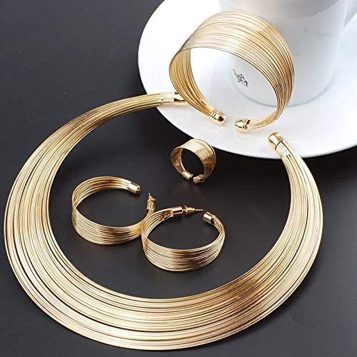 YouBella Gifts Stylish Latest Gold Plated Combo of Choker Jwell Necklace Jewellery Set with Earrings, Bracelet and Ring for Girls and Women (Golden) (YBNK_5773) - Image 2