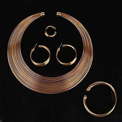 YouBella Gifts Stylish Latest Gold Plated Combo of Choker Jwell Necklace Jewellery Set with Earrings, Bracelet and Ring for Girls and Women (Golden) (YBNK_5773) - Image 4