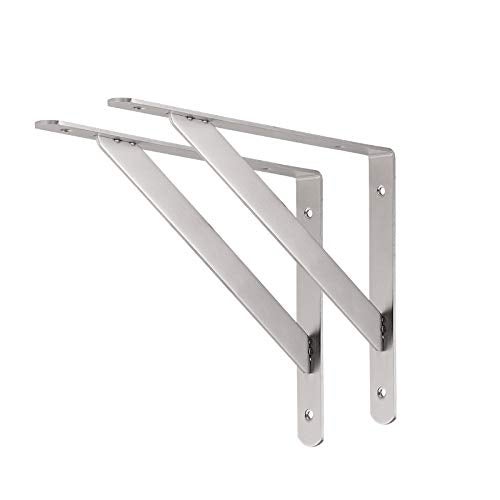 CLT CLETING CLT Shelf Bracket, 12” Max Load: 440 lb Heavy Duty Stainless Steel Bracket for Table Bench, Space Saving DIY Bracket, Pack of 2 - Image 1