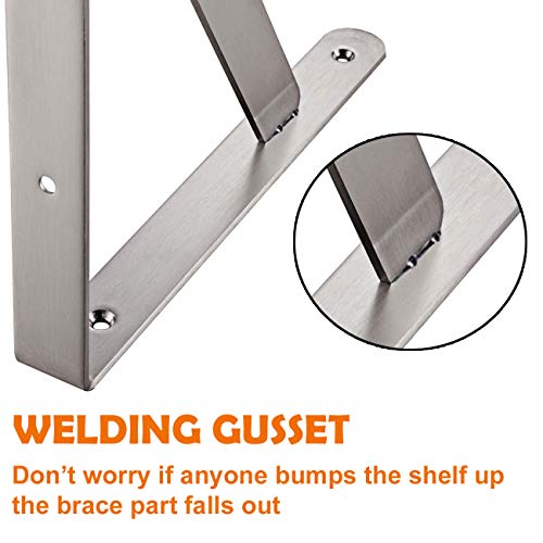 CLT CLETING CLT Shelf Bracket, 12” Max Load: 440 lb Heavy Duty Stainless Steel Bracket for Table Bench, Space Saving DIY Bracket, Pack of 2 - Image 4