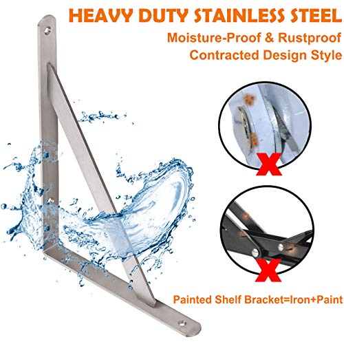 CLT CLETING CLT Shelf Bracket, 12” Max Load: 440 lb Heavy Duty Stainless Steel Bracket for Table Bench, Space Saving DIY Bracket, Pack of 2 - Image 3