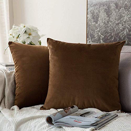 Khooti Velvet Cushion Cover, 22x22 (Brown)(Pack of 5) - Image 1