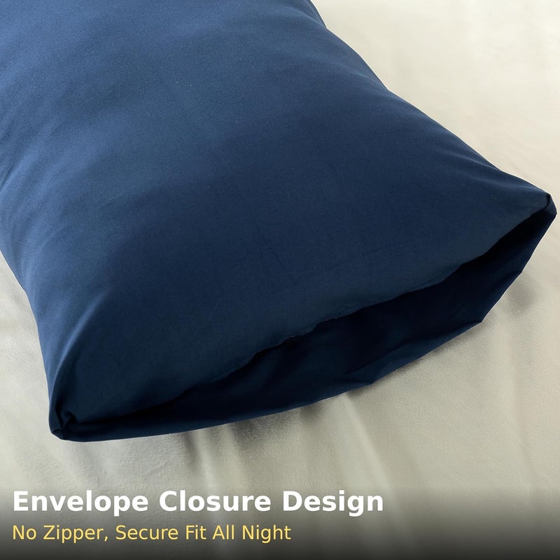 EVOLIVE أغطية وسائد مقاس قياسي 20×30 بوصة من الألياف الدقيقة الممسوحة فائقة النعومة، زوج من 2 مع إغلاق مغلف (مقاس قياسي 20×30 بوصة، كحلي) - Image 3