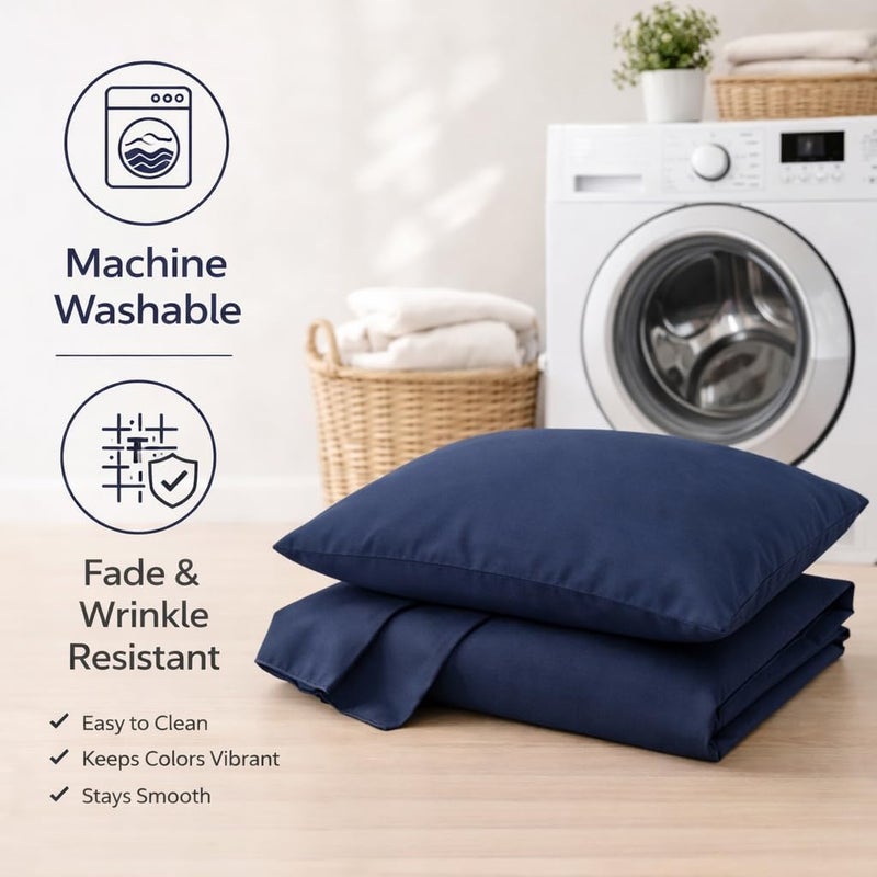EVOLIVE أغطية وسائد مقاس قياسي 20×30 بوصة من الألياف الدقيقة الممسوحة فائقة النعومة، زوج من 2 مع إغلاق مغلف (مقاس قياسي 20×30 بوصة، كحلي) - Image 5