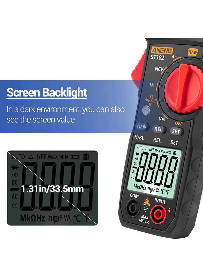 ANENG ST182 4000 Counts Digital AC Current Clamp Meter 400A Automatic Range Multimeter with Backlight Voltage Meter Clamp Gauge NCV Test Clamp Ammeter Universal Meter Tester Measuring Temperature - Image 4
