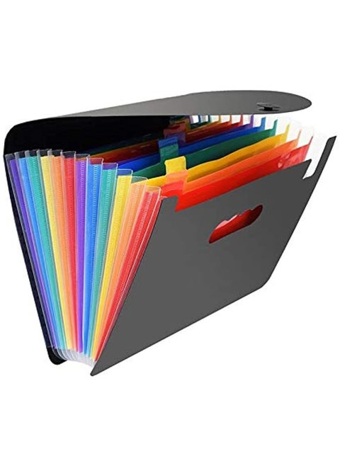 12 Pockets Expanding File Folders, Portable Accordion A4 Expandable File Organizer, Large Capacity Stand Plastic Business File Box, Color