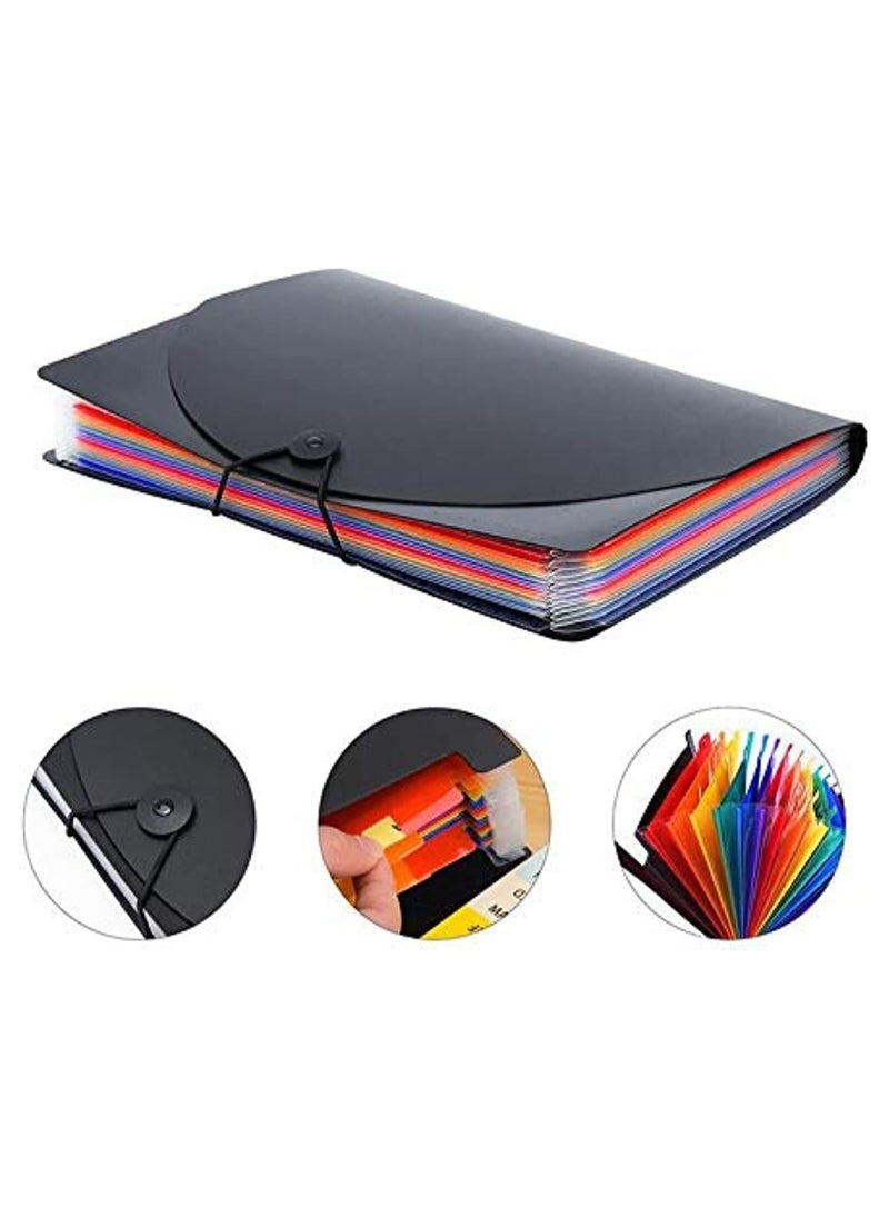 Beauenty - 12 Pockets Expanding File Folders, Portable Accordion A4 Expandable File Organizer, Large Capacity Stand Plastic Business File Box, Color - Image 1
