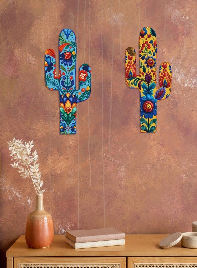 Putuo Decor Aztec Cactus Wall Decor Set of 2, Western Wooden Home Decor, Farmhouse Rome Decor Mexican Wall Art for Living Room, Bedroom, Kitchen, Office - Image 5