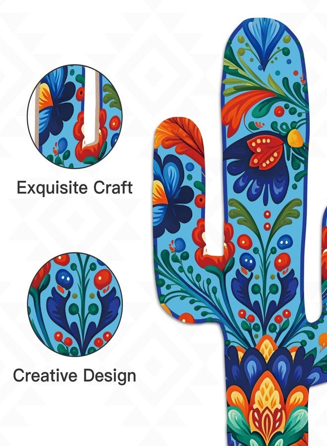 Putuo Decor Aztec Cactus Wall Decor Set of 2, Western Wooden Home Decor, Farmhouse Rome Decor Mexican Wall Art for Living Room, Bedroom, Kitchen, Office - Image 3