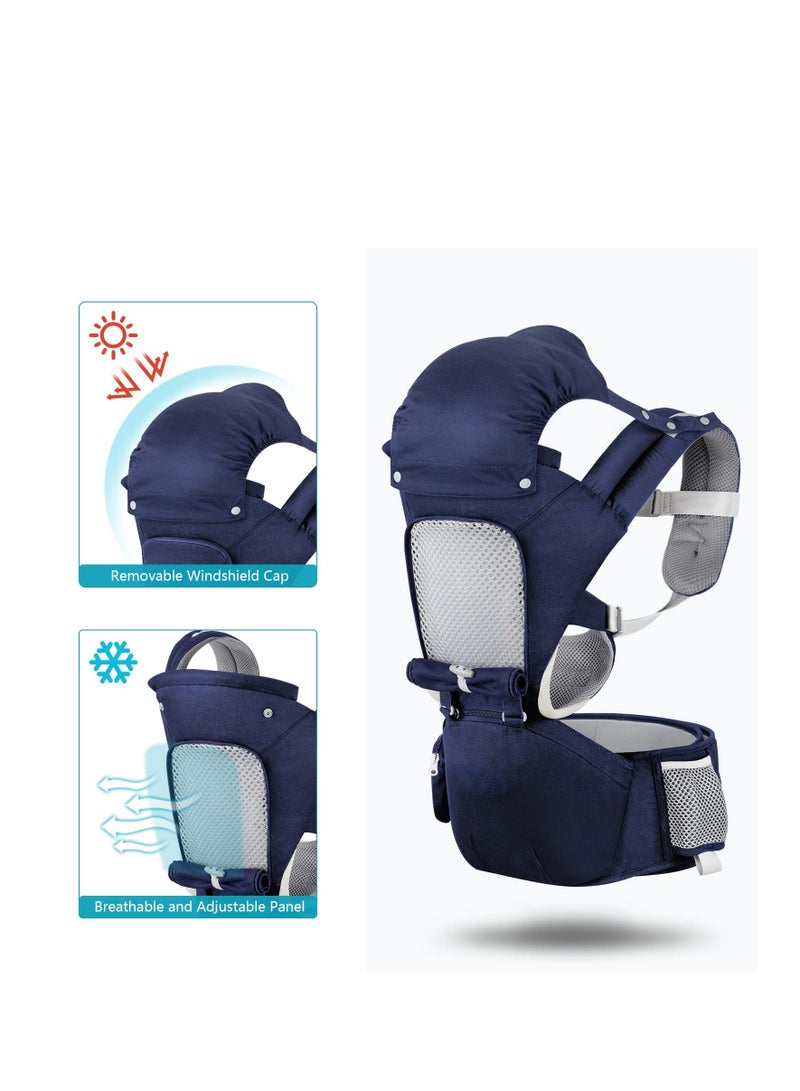 6-in-1 Baby Carrier Newborn to Toddler with Hip Seat Ergonomic All Positions Infant Carrier Soft Baby Holder Carrier with Hood for All Seasons - Image 3