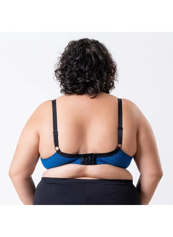 Aadaraya Aadaraya Printed Balconette Bra with Hook and Eye Closure