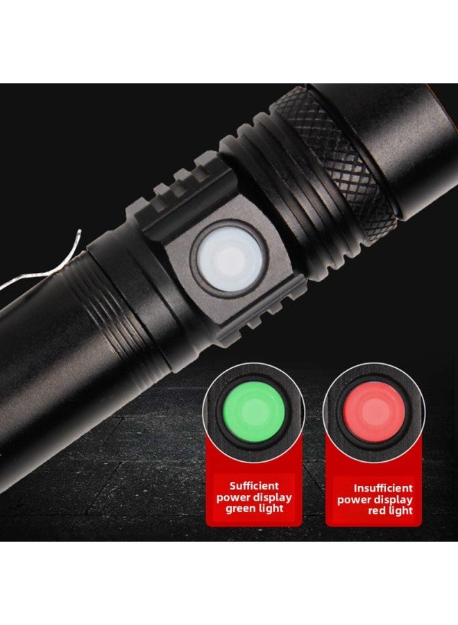 T6 Rechargeable Zoom Mini Flashlight Outdoor Led Flashlight USB Rechargeable Flashlight 518 Explosion Flashlight-Color:518 (t6) Flashlight + Usb Cable + Battery (excluding Packaging)  - Image 2