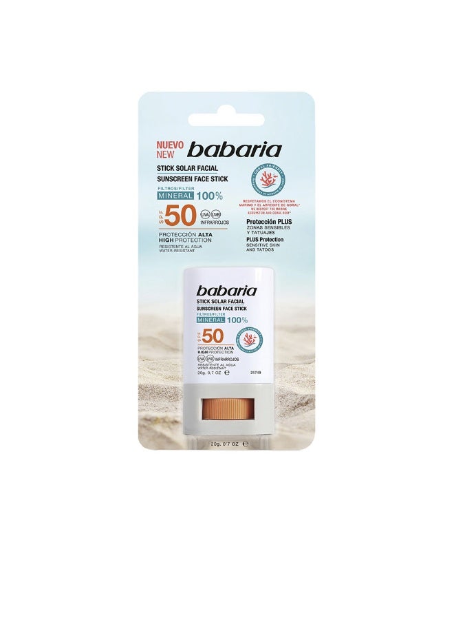 Babaria Mineral Sunscreen Facial Stick SPF50 20g - Image 2