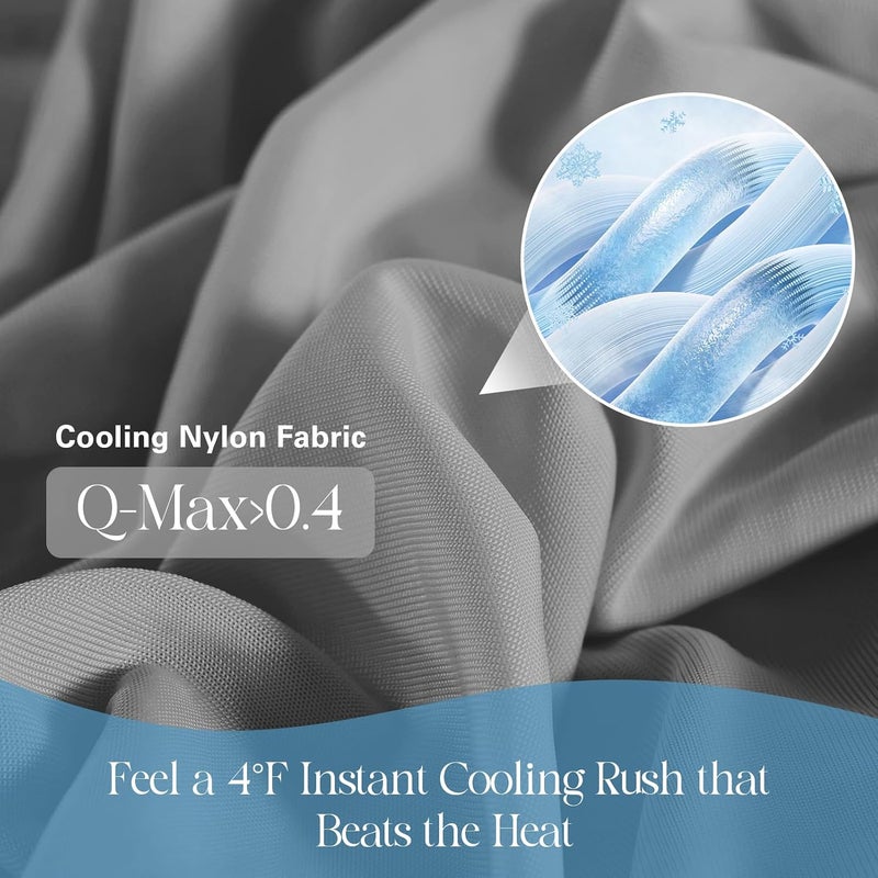 DOWNCOOL 4-Piece Cooling Sheet Set Full Size, Cooling Bed Sheets for Hot Sleepers and Night Sweats, Q-Max>0.4, Soft & Breathable Summer Bedding Sheets, Deep Pocket Up to 15", Grey - Image 3