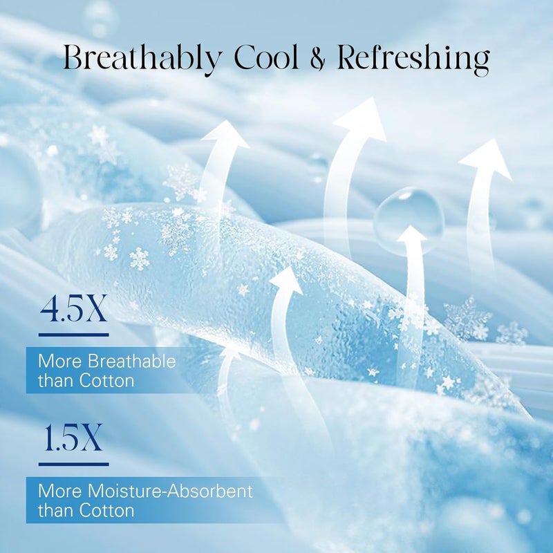 DOWNCOOL 4-Piece Cooling Sheet Set Full Size, Cooling Bed Sheets for Hot Sleepers and Night Sweats, Q-Max>0.4, Soft & Breathable Summer Bedding Sheets, Deep Pocket Up to 15", Grey - Image 4