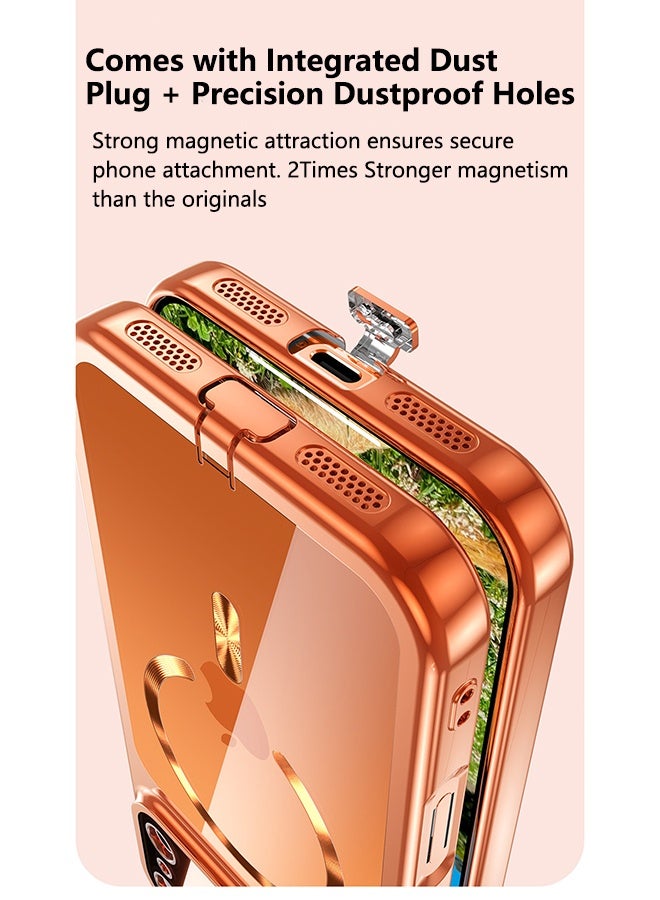HaDoii Magnetic for iPhone 17 Pro Max Case  Cover Compatible with MagSafe [Never Yellowing] [Military Grade Drop Protection] Full Camera Lens Protector Plating Soft Clear Phone Case, Cosmic Orange - Image 3