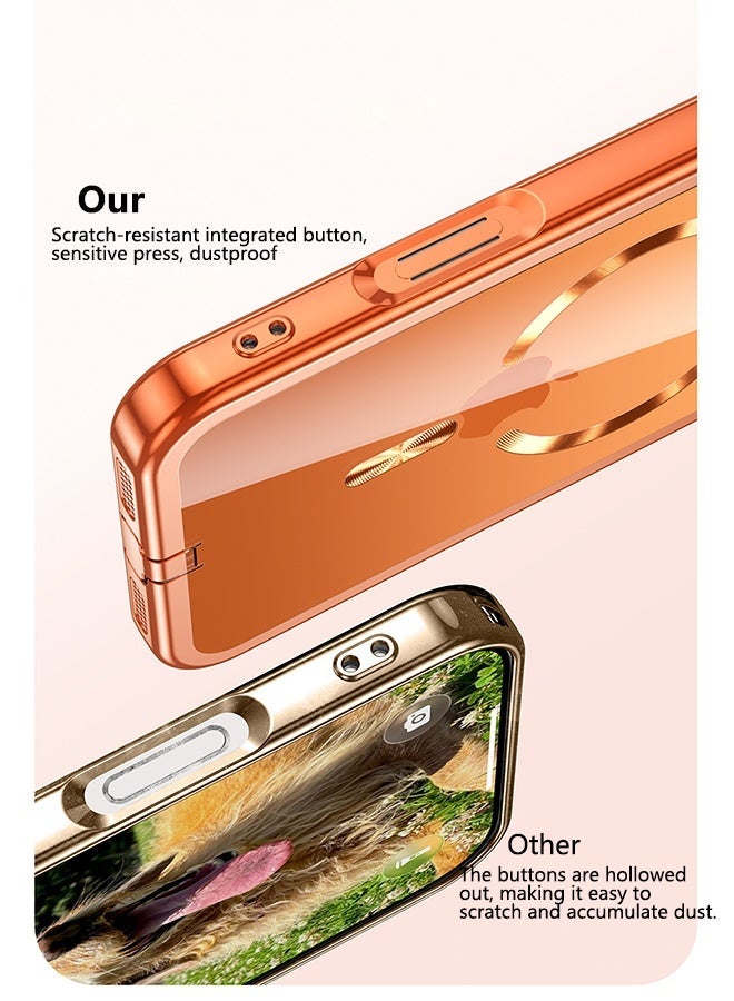 HaDoii Magnetic for iPhone 17 Pro Max Case  Cover Compatible with MagSafe [Never Yellowing] [Military Grade Drop Protection] Full Camera Lens Protector Plating Soft Clear Phone Case, Cosmic Orange - Image 4