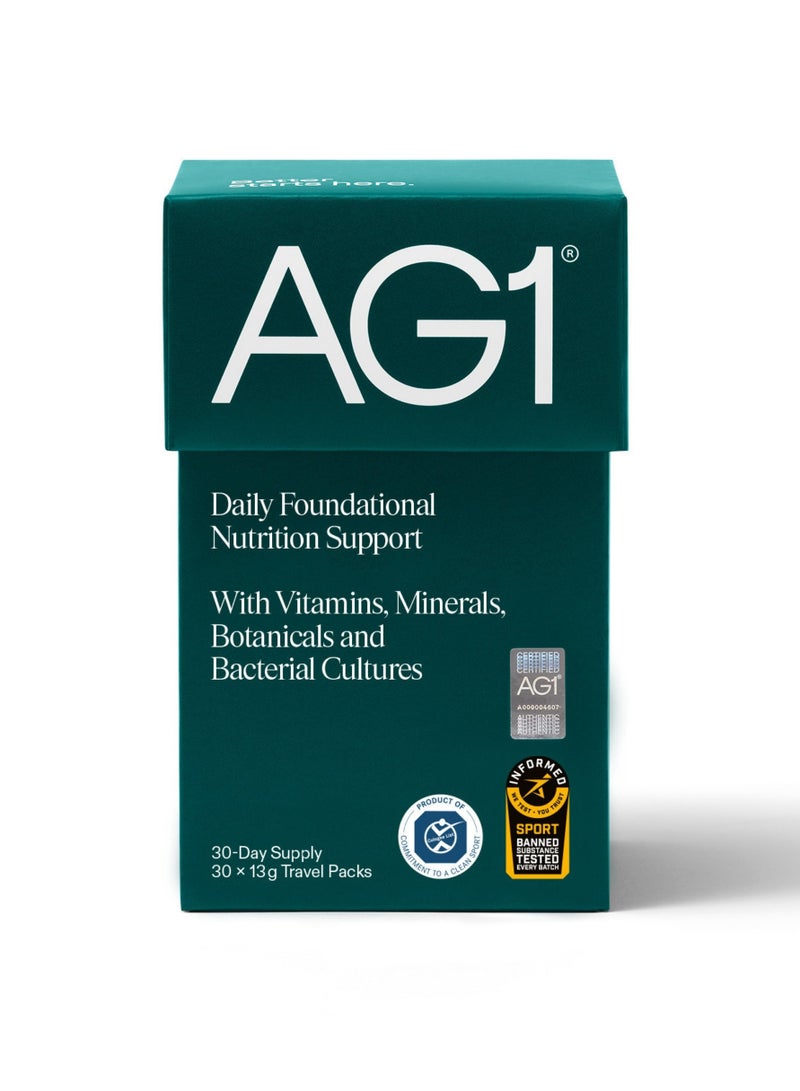 AG1 Daily Foundational Nutrition Support With Vitamins, Minerals, Botanicals and Bacterial Cultures 30X13g Sticks Pack - Image 1