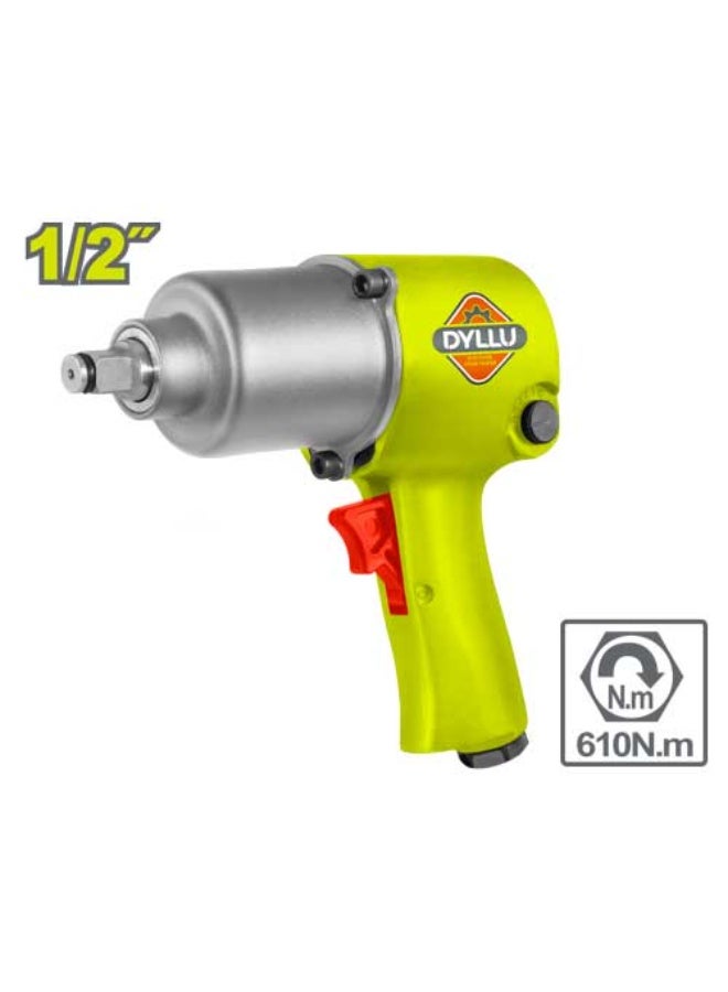 DYLLU 1/2 Inch Air Impact Wrench - 610 N.m High Torque Pneumatic Gun, Twin Hammer Design, Professional Automotive & Workshop Tool