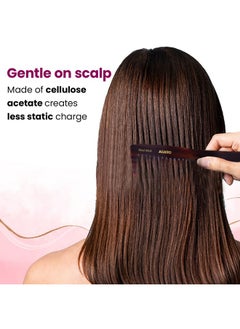 AGARO AGARO Hand Made Comb With Handle, Compact Comb With Wide Tooth, Smooth Rounded Teeth, Hair Styling, Grooming, Hair Brushing, Hair Dressing, Cellulose Acetate Comb, For Men & Women, HMC77, Brown.  - Image 4