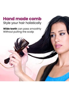 AGARO AGARO Hand Made Comb With Handle, Compact Comb With Wide Tooth, Smooth Rounded Teeth, Hair Styling, Grooming, Hair Brushing, Hair Dressing, Cellulose Acetate Comb, For Men & Women, HMC77, Brown.  - Image 2
