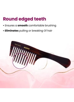 AGARO AGARO Hand Made Comb With Handle, Compact Comb With Wide Tooth, Smooth Rounded Teeth, Hair Styling, Grooming, Hair Brushing, Hair Dressing, Cellulose Acetate Comb, For Men & Women, HMC77, Brown.  - Image 3