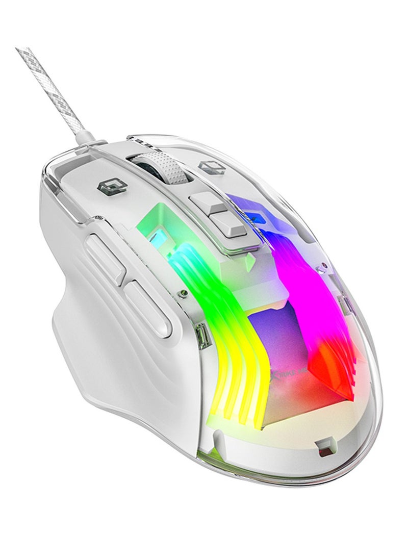 XTRIKE ME Wired gaming mouse for computer and laptop, RGB, model GM-319, white - for home and office use, comfortable design for the hand and bright colors  - Image 1