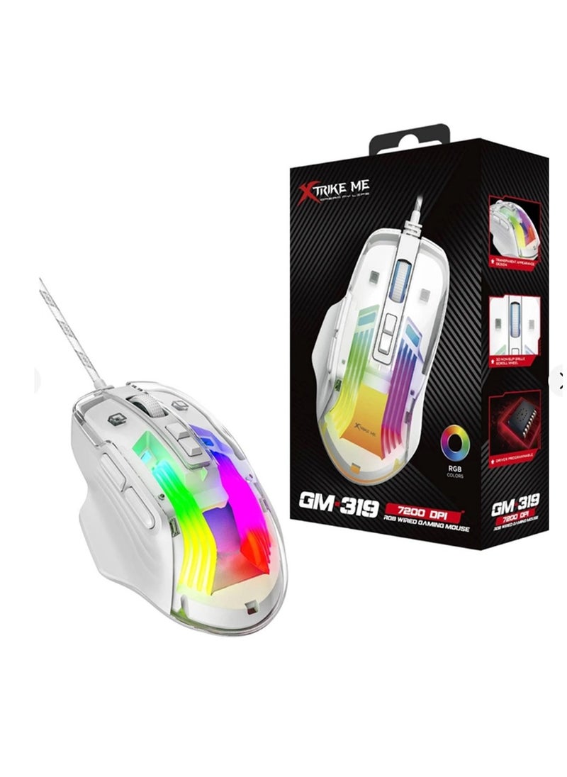 XTRIKE ME Wired gaming mouse for computer and laptop, RGB, model GM-319, white - for home and office use, comfortable design for the hand and bright colors  - Image 3