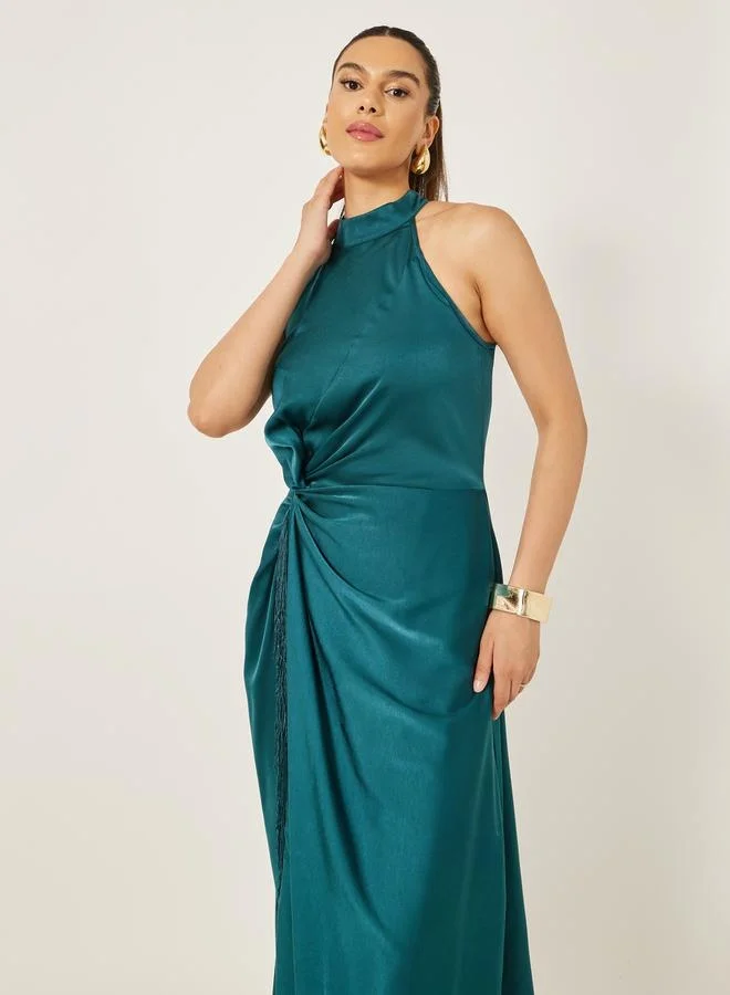 Styli Fringed Halter Dress