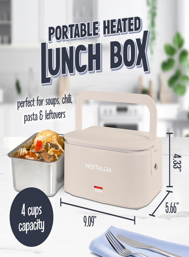 Nostalgia Portable Heated Lunch Box - 4-Cup Stainless Steel Food Warmer - Detachable Cord, Leak-Proof Lid, Carry Handle - Portable for Work & Travel - Oatmeal - Image 2