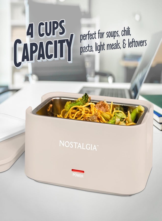 Nostalgia Portable Heated Lunch Box - 4-Cup Stainless Steel Food Warmer - Detachable Cord, Leak-Proof Lid, Carry Handle - Portable for Work & Travel - Oatmeal - Image 4