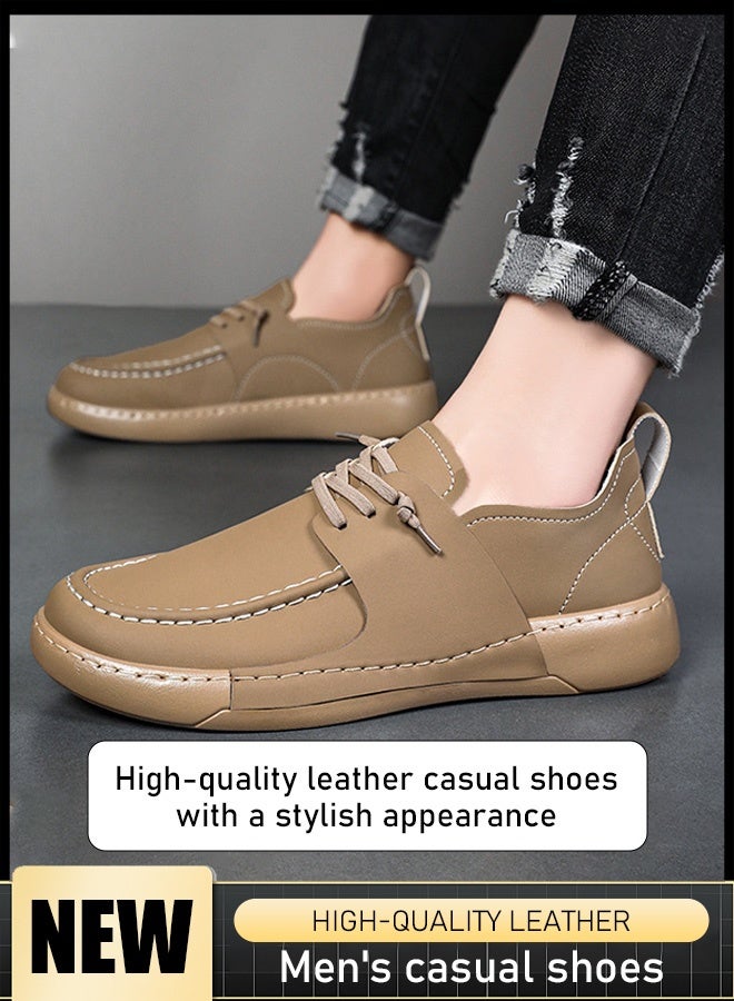 Maximum shoe size 46 Men's casual loose leather upper shoes suitable for four seasons - Image 1