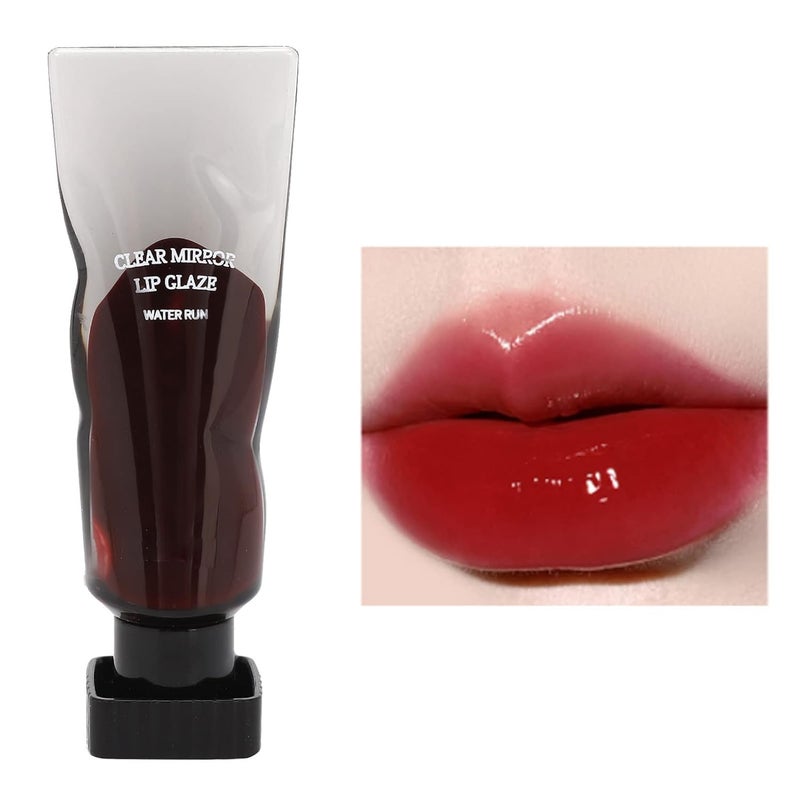 ANGGREK Mini Lip Gloss Clear Mirror Lip Glaze Black Rich Layering Long Lasting Clear Mirror Elegant Black Lip Gloss Lip Oil for Women Makeup 5g
