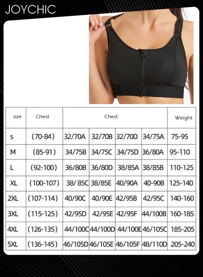 Joychic Adjustable Front Zipper Sports Bra Shockproof No Rims Breathable and Comfort Vest Yoga Cross Back Beauty Bra with Magic Belt Design for Women Girls Running Fitness Black  - Image 4