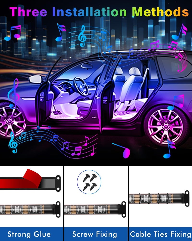 DUOFU365 Car Led Strip Lights, RGB Truck Interior Lights with App Control, Under Dash Footwell Automotive Led Light Strip, Car Ambient Lighting (1set) - Image 2
