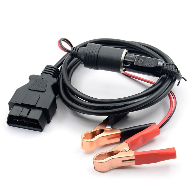 VSTM OBD II Vehicle ECU Emergency Power Supply Cable Memory Saver 3Meter with Alligator ClipOn 12V Car Battery Cigarette Lighter Power Extension Socket