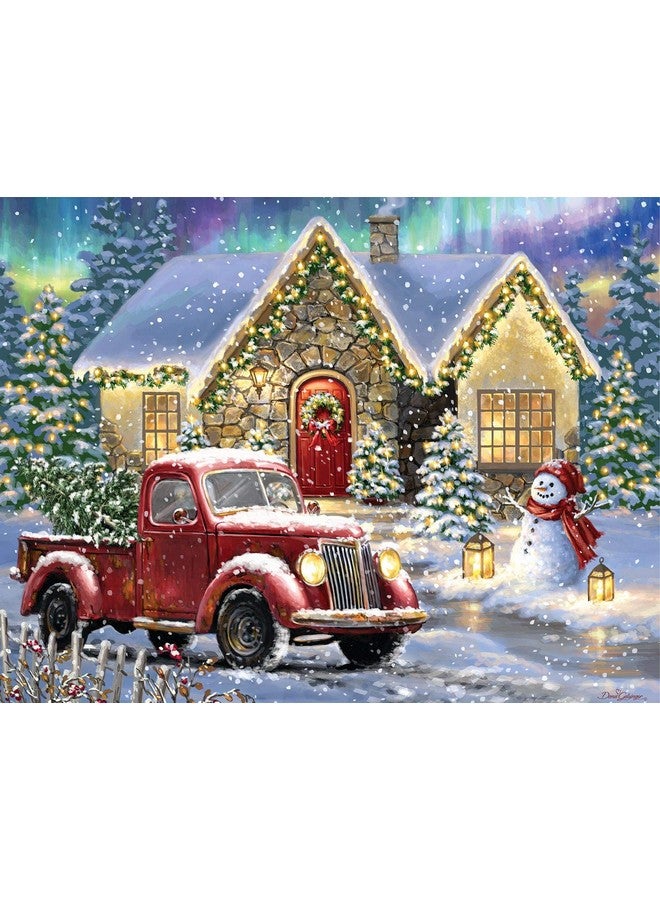 Springbok Christmas Night Lane 500 Piece Jigsaw Puzzle- Perfect For Holiday Family Game Nights- Multicolor Winter Scene With Snowman And Classic Red Truck - Image 1